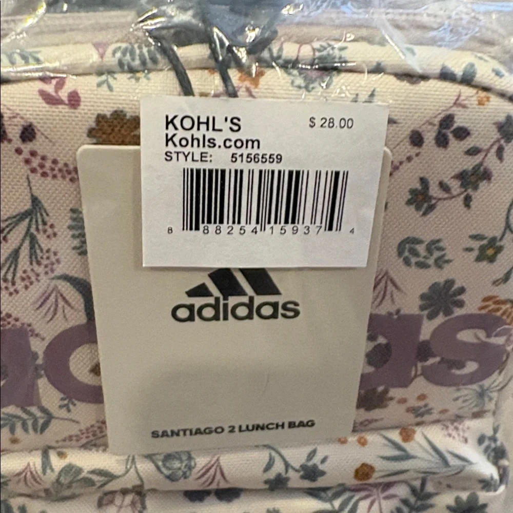adidas Kids Floral Lunch Bag - Cream, Purple, Yellow, Green